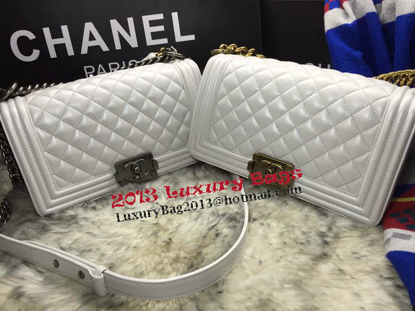 Boy Chanel Flap Shoulder Bag Sheepskin Leather A67086 OffWhite