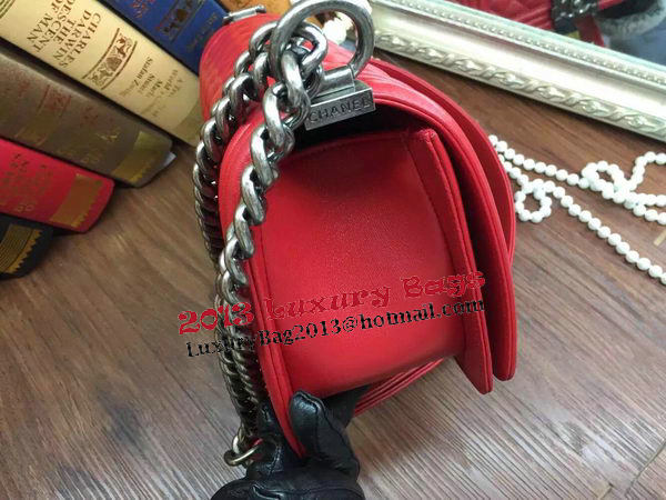 Boy Chanel Flap Shoulder Bag Sheepskin Leather A67086 Red