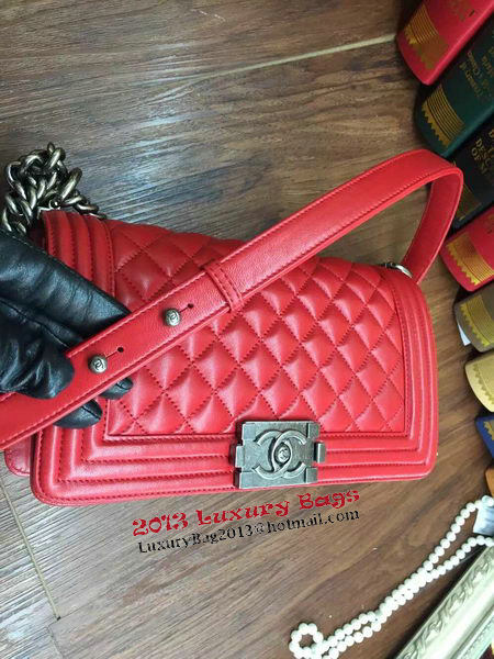 Boy Chanel Flap Shoulder Bag Sheepskin Leather A67086 Red