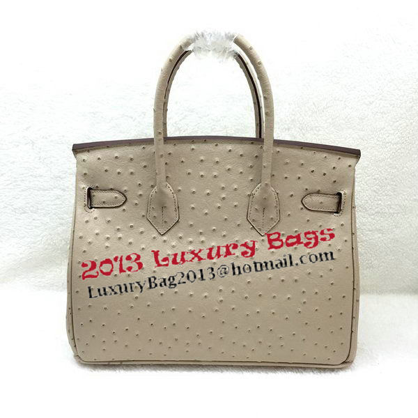 Hermes Birkin 30CM Tote Bags Ostrich Leather H30LI Apricot