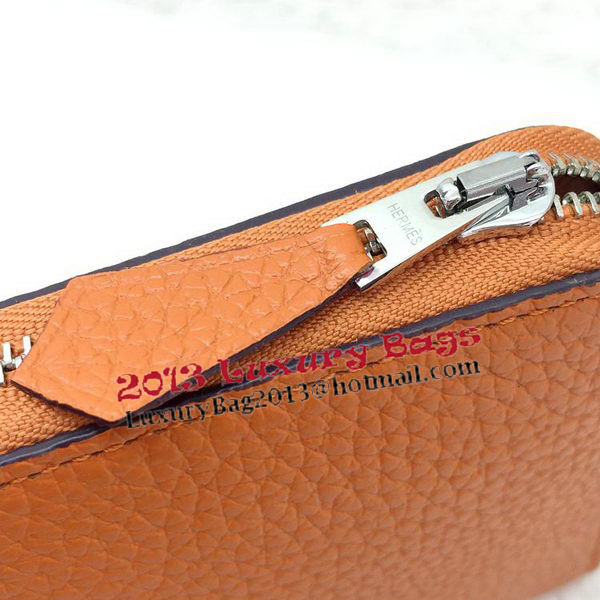 Hermes Evelyn Long Zip Wallet Litchi A808 Orange