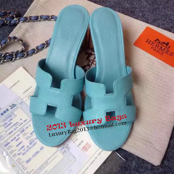 Hermes Sandals Togo Leather HO0471 Light Blue