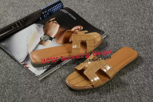 Hermes Slipper Croco Leather HO0451 Brown