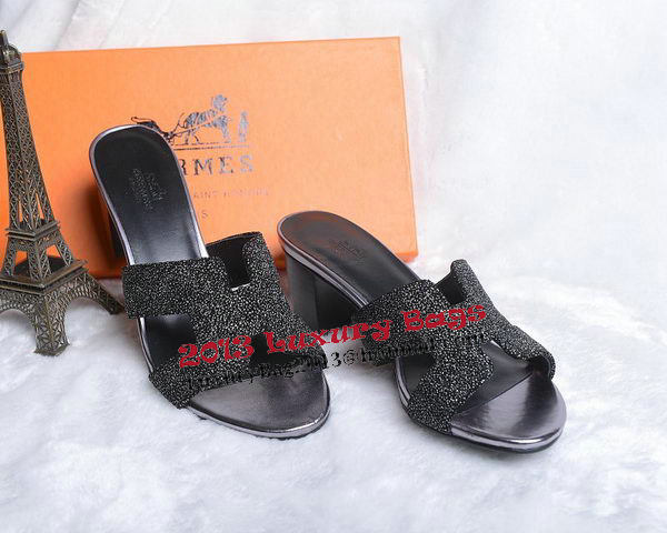 Hermes Slipper Suede Leather HO0450 Black