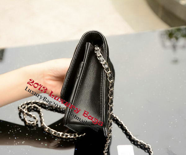 Chanel mini Flap Bag Black Sheepskin Leather A33814 Silver