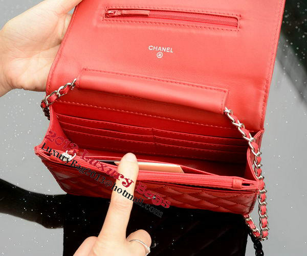 Chanel mini Flap Bag Red Sheepskin Leather A33814 Silver