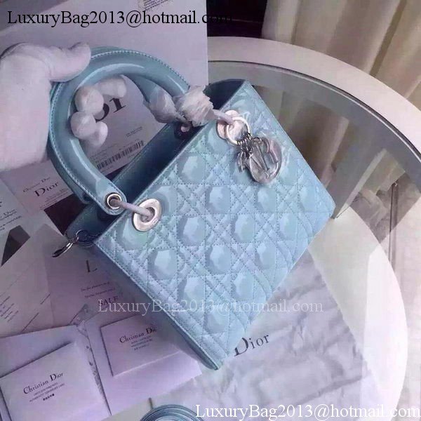 Dior Small Lady Dior Bag Patent Leather CD5502 Light Blue