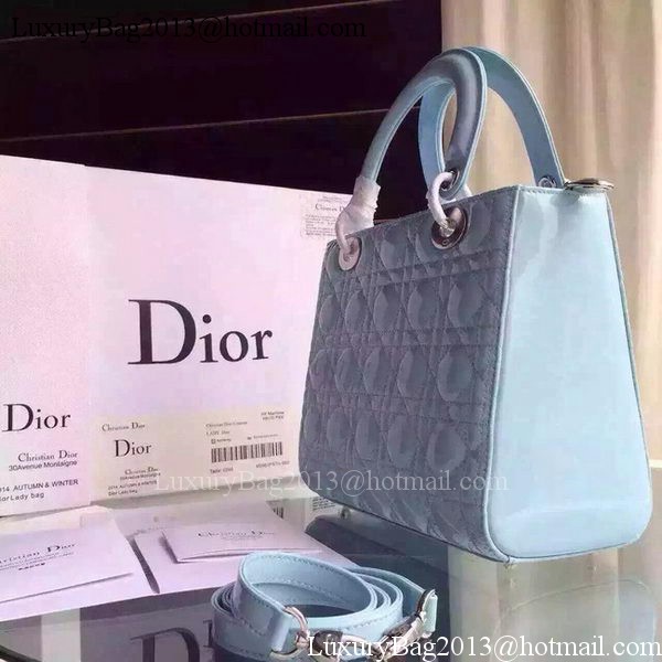 Dior Small Lady Dior Bag Patent Leather CD5502 Light Blue