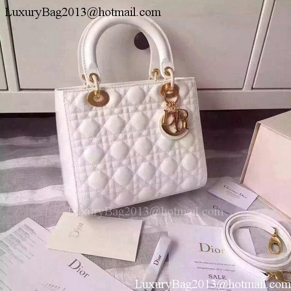 Dior Small Lady Dior Bag Patent Leather CD5502 White