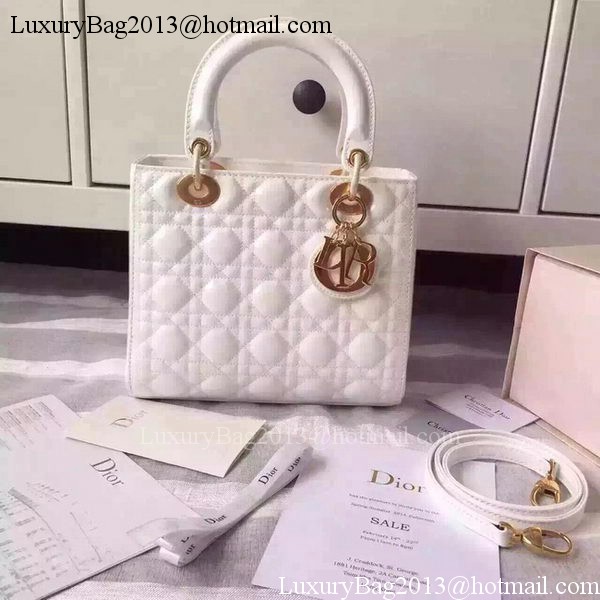 Dior Small Lady Dior Bag Patent Leather CD5502 White