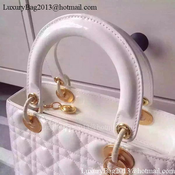 Dior Small Lady Dior Bag Patent Leather CD5502 White