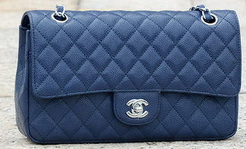 Chanel 2.55 Series Flap Bag Blue Cannage Pattern A1112 Silver