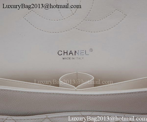 Chanel Maxi Quilted Classic Flap Bag White Cannage Pattern A58601 Silver