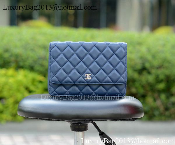 Chanel mini Flap Bags Blue Sheepskin Leather A33814 Silver