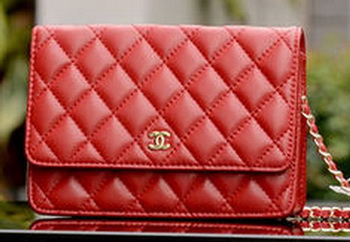 Chanel mini Flap Bags Red Sheepskin Leather A33814 Gold