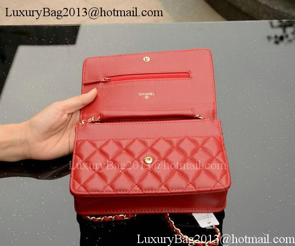 Chanel mini Flap Bags Red Sheepskin Leather A33814 Gold