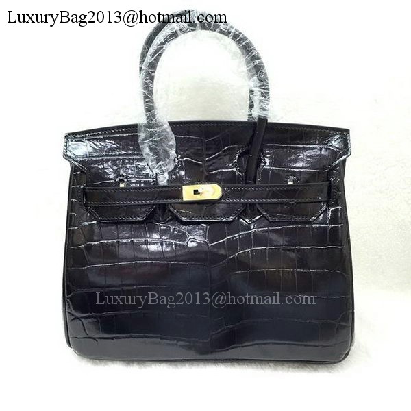 Hermes Birkin 25CM Tote Bag Croco Leather H25TCO Black