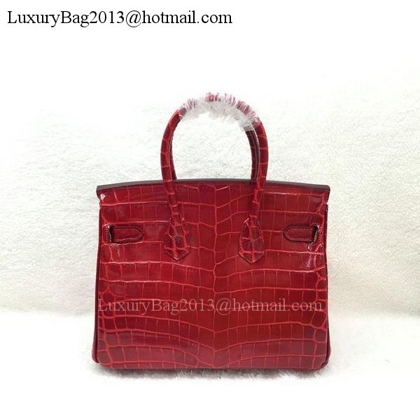 Hermes Birkin 25CM Tote Bag Croco Leather H25TCO Red