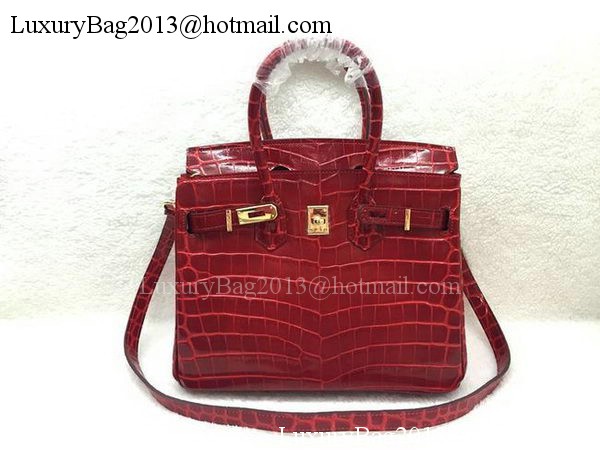 Hermes Birkin 25CM Tote Bag Croco Leather H25TCO Red