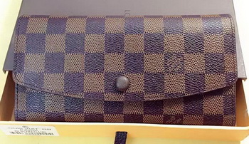 Louis Vuitton Damier Ebene Canvas Emilie Wallet Rouge M60136 Brown