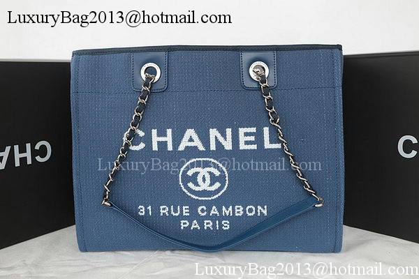 Chanel Medium Canvas Tote Shopping Bag A67001 Blue