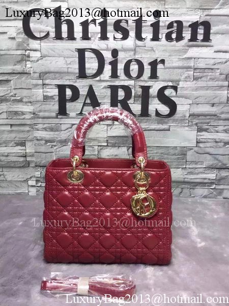 Dior Small Lady Dior Bag Sheepskin Leather CD6322 Burgundy