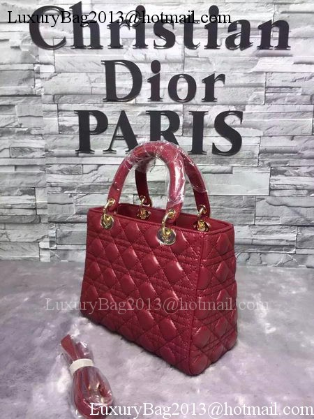 Dior Small Lady Dior Bag Sheepskin Leather CD6322 Burgundy