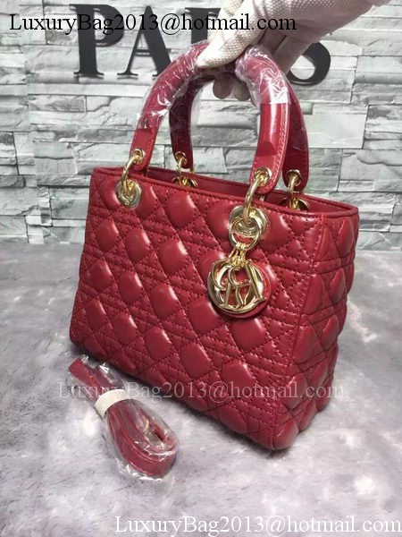 Dior Small Lady Dior Bag Sheepskin Leather CD6322 Burgundy