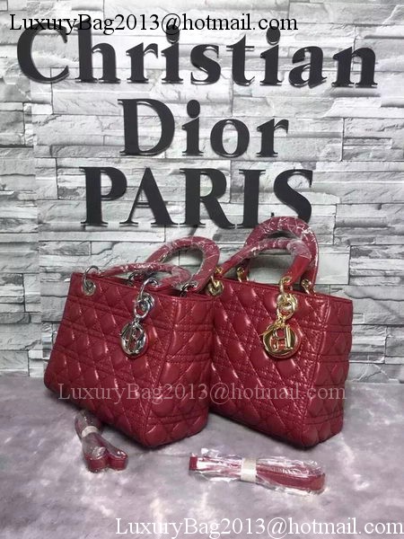 Dior Small Lady Dior Bag Sheepskin Leather CD6322 Burgundy