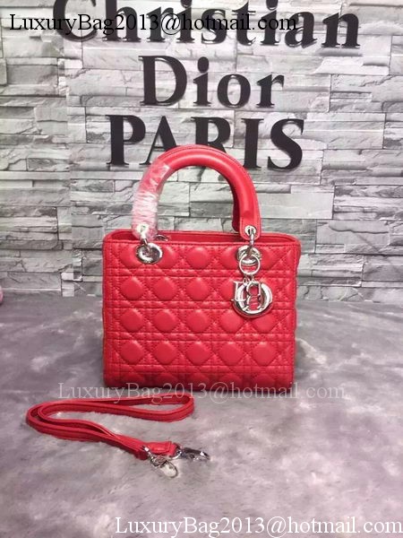 Dior Small Lady Dior Bag Sheepskin Leather CD6322 Red