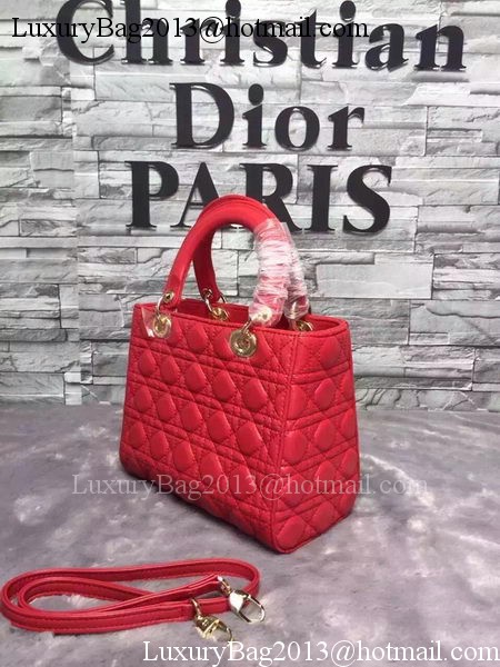 Dior Small Lady Dior Bag Sheepskin Leather CD6322 Red