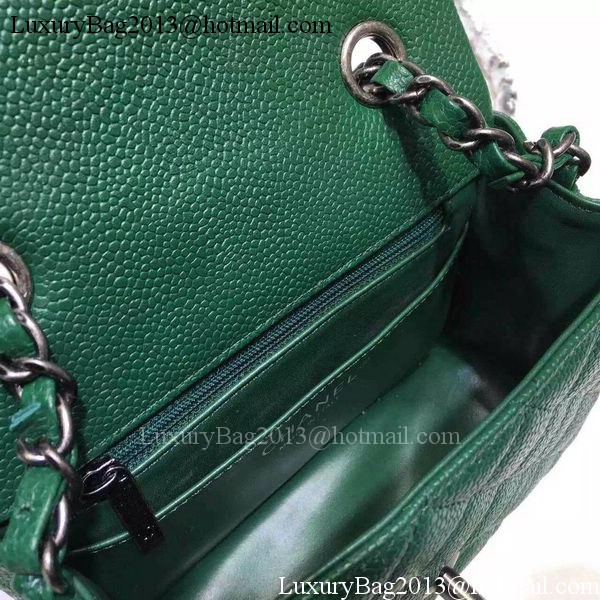 Chanel Classic MINI Flap Bag Litchi Leather A6874 Green