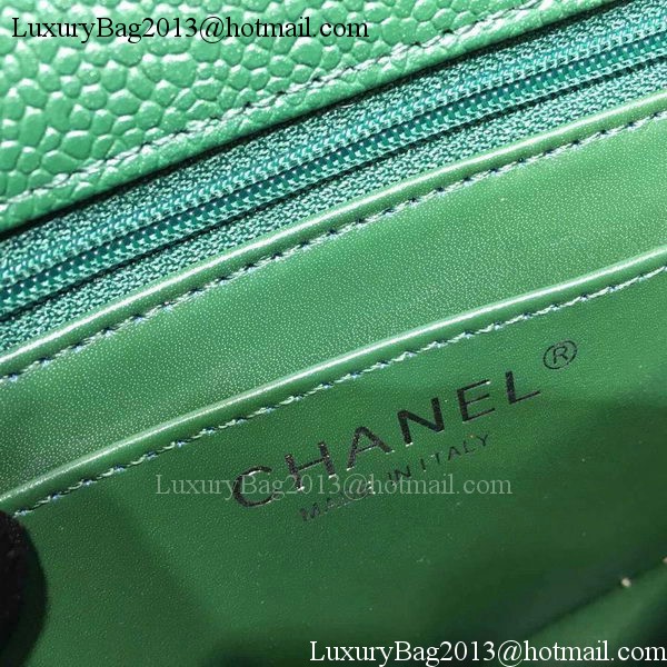 Chanel Classic MINI Flap Bag Litchi Leather A6874 Green