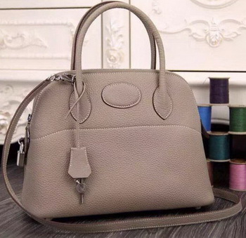 Hermes Bolide 37CM Calfskin Leather Tote Bag B1004 Light Grey