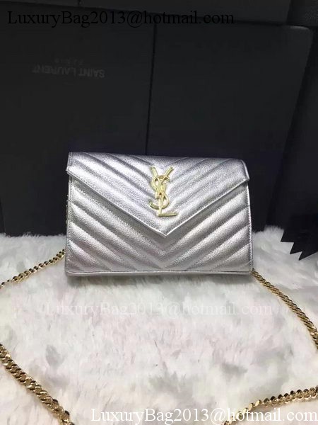 YSL Classic Monogramme Clutch Cannage Pattern YSL0223 Silver