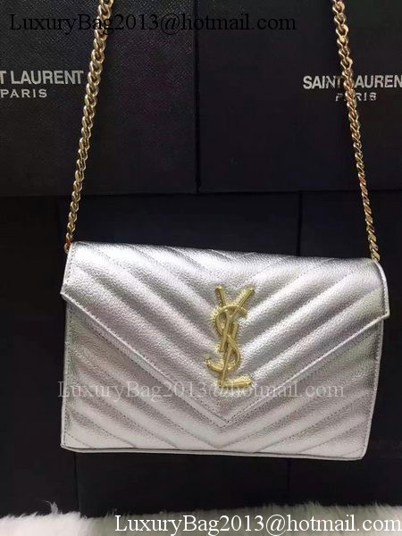 YSL Classic Monogramme Clutch Cannage Pattern YSL0223 Silver