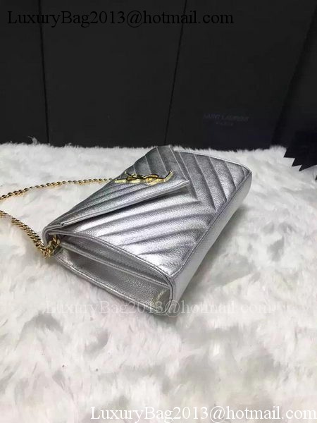 YSL Classic Monogramme Clutch Cannage Pattern YSL0223 Silver