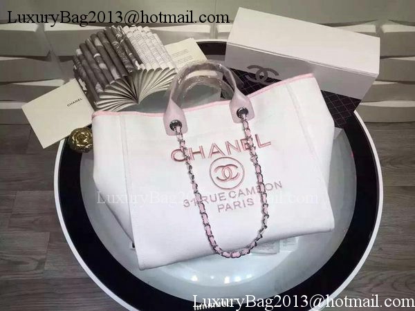 Chanel Large Canvas Tote Shopping Bag A5002 Light Pink