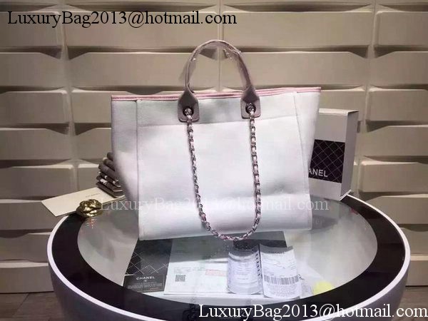 Chanel Large Canvas Tote Shopping Bag A5002 Light Pink