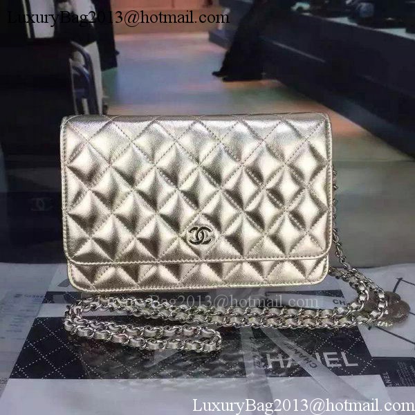 Chanel mini Flap Bag Gold Cannage Pattern A8373 Silver