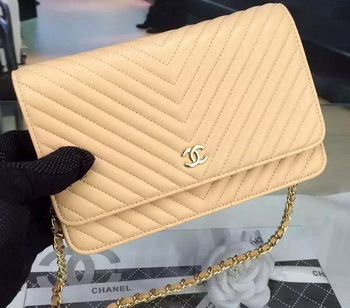 Chanel mini Flap Bag Chevron Leather A33814 Apricot