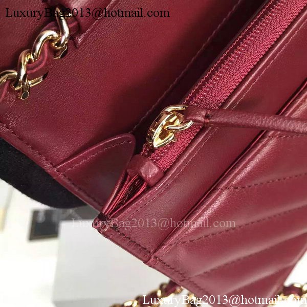 Chanel mini Flap Bag Chevron Leather A33814 Burgundy