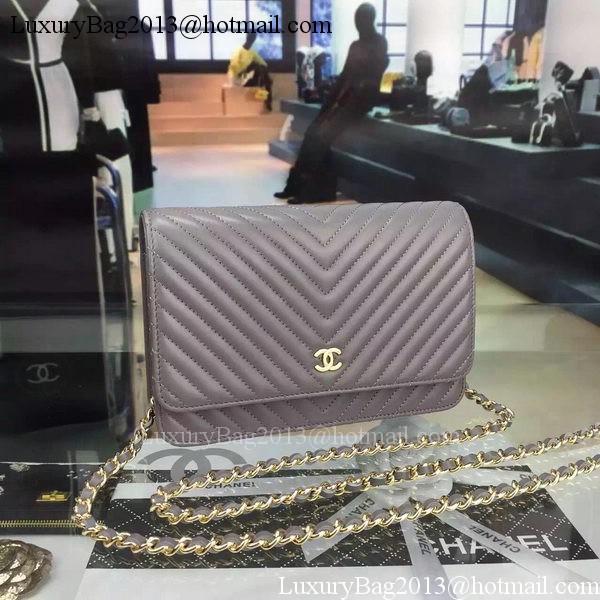 Chanel mini Flap Bag Chevron Leather A33814 Grey