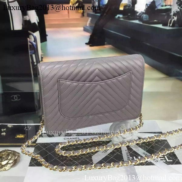 Chanel mini Flap Bag Chevron Leather A33814 Grey