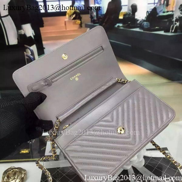 Chanel mini Flap Bag Chevron Leather A33814 Grey