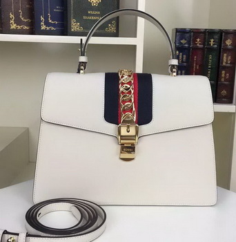 Gucci Sylvie Leather Shoulder Bag 421665 White