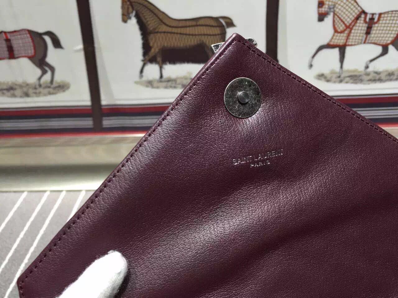 Yves Saint Laurent Messenger Bag  Origianl Leather YSL0338 Burgundy