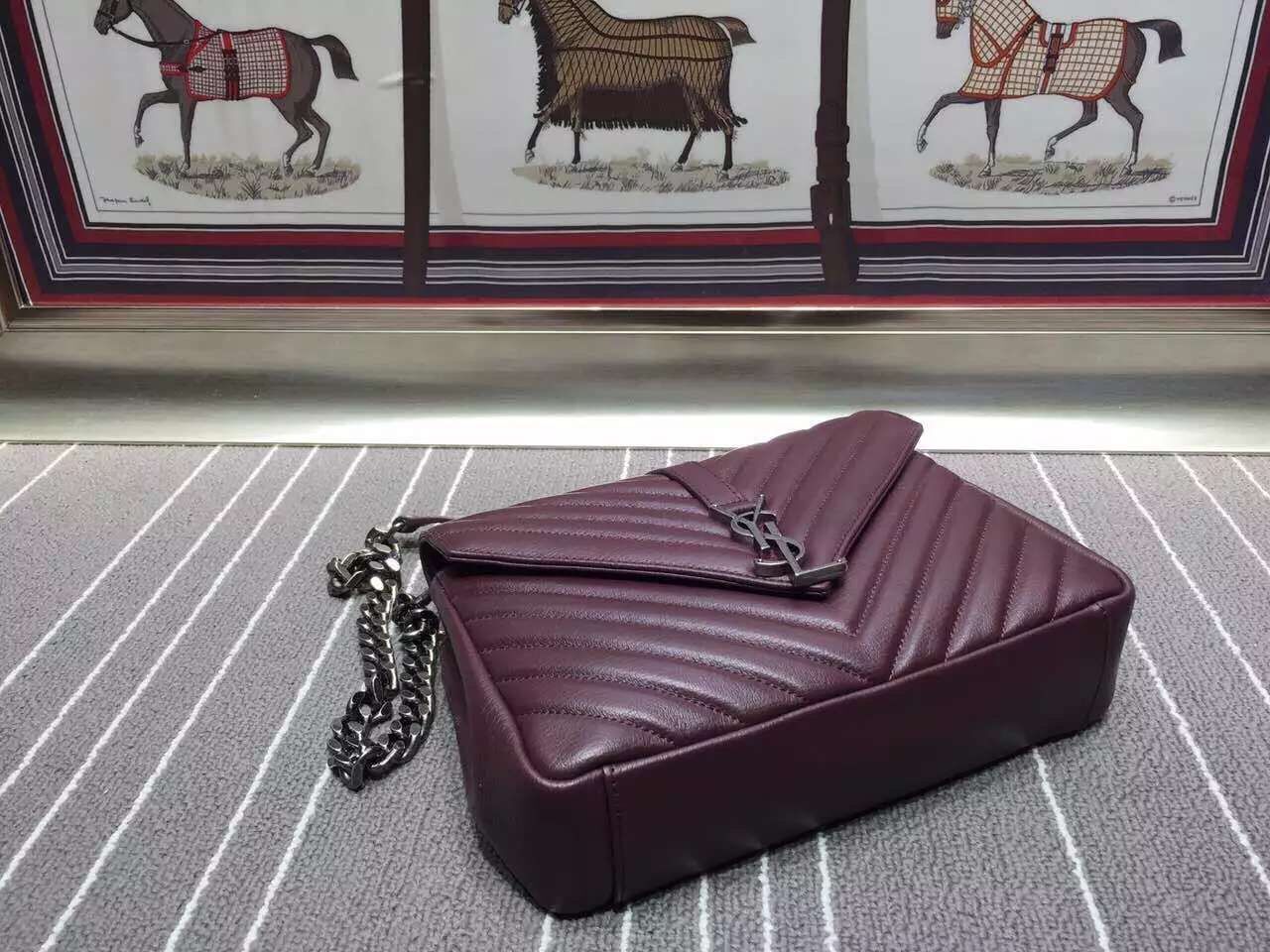 Yves Saint Laurent Messenger Bag  Origianl Leather YSL0338 Burgundy