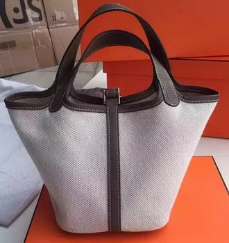 Hermes Picotin Lock 18cm Bag Canvas HPL8618T Dark Grey