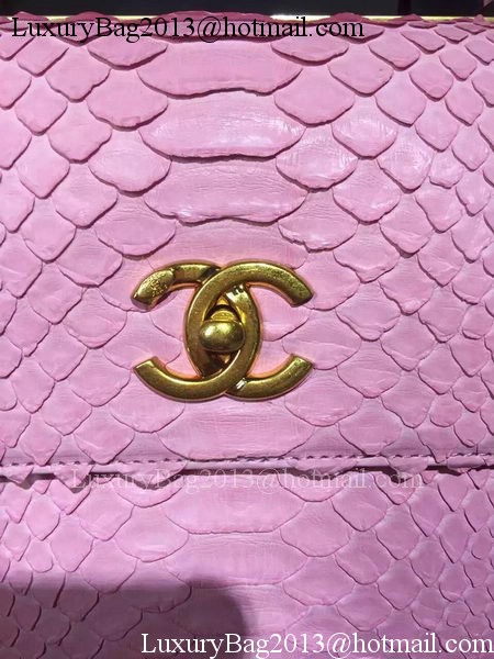 Chanel Classic Top Flap Bag Original Snake Leather A90095 Pink